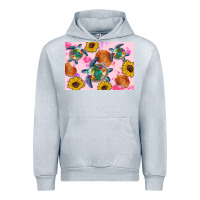 Heather Grey Sunflowers Turtle Urban Hoodie - Artiststas