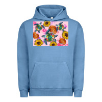 Pigment Pebble Blue Sunflowers Turtle Urban Hoodie - Artiststas