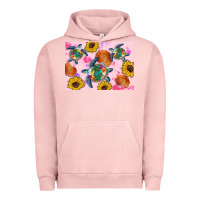 Pigment Salmon Sunflowers Turtle Urban Hoodie - Artiststas