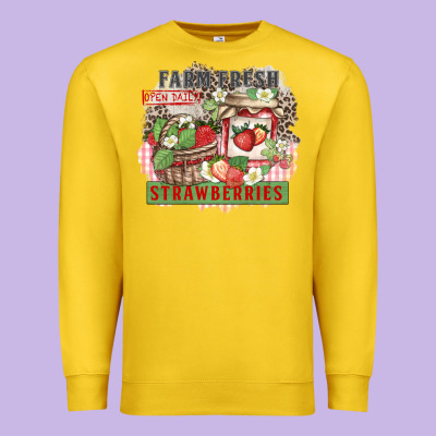 Farm Fresh Strawberries Premium Sweatshirt Designed By Zillion Design Studio