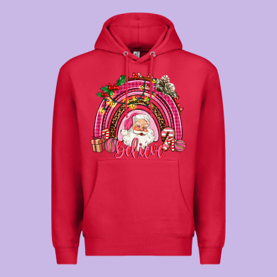 Pink Christmas Believe  Rainbow Premium Hoodie Designed By Adodesignshop
