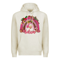 Oatmeal Heather pink christmas believe  rainbow Premium Hoodie - AdoDesignShop