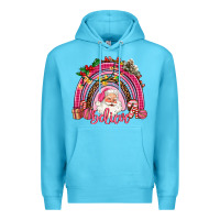 Ocean Blue pink christmas believe  rainbow Premium Hoodie - AdoDesignShop