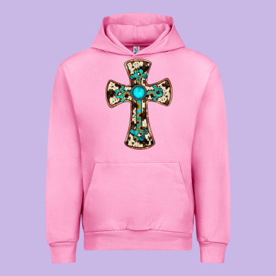 Cowhide Gemstone  Cross Urban Hoodie Designed By Jahusdesignshop