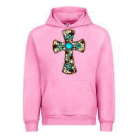 Fuchsia Pink cowhide gemstone  cross Urban Hoodie - JahusDesignShop