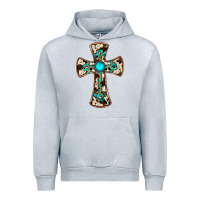 Heather Grey cowhide gemstone  cross Urban Hoodie - JahusDesignShop