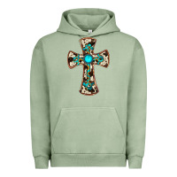 Pigment Oil Green cowhide gemstone  cross Urban Hoodie - JahusDesignShop