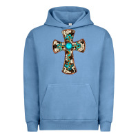Pigment Pebble Blue cowhide gemstone  cross Urban Hoodie - JahusDesignShop