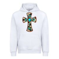 White cowhide gemstone  cross Urban Hoodie - JahusDesignShop