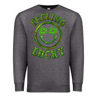 Charcoal Heather feeling lucky with leopard Premium Sweatshirt - RanaPortraitStore