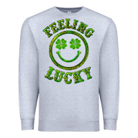 Heather Grey feeling lucky with leopard Premium Sweatshirt - RanaPortraitStore