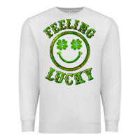 Oatmeal Heather feeling lucky with leopard Premium Sweatshirt - RanaPortraitStore