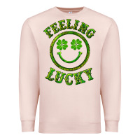 Pale Pink feeling lucky with leopard Premium Sweatshirt - RanaPortraitStore