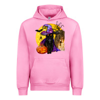 Fuchsia Pink black witch cat coffin and moon Urban Hoodie - BundleAndBundleShop