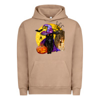 Pigment Burro black witch cat coffin and moon Urban Hoodie - BundleAndBundleShop
