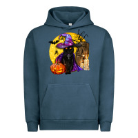 Pigment Midnight Navy black witch cat coffin and moon Urban Hoodie - BundleAndBundleShop
