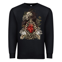 Black floral skeleton Premium Sweatshirt - RanaPortraitStore