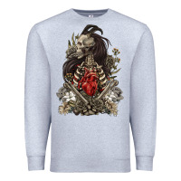 Heather Grey floral skeleton Premium Sweatshirt - RanaPortraitStore