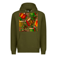 Army Green christmas gift box seamless pattern Premium Hoodie - BundleAndBundleShop