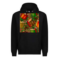 Black christmas gift box seamless pattern Premium Hoodie - BundleAndBundleShop
