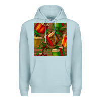 Blue Mist christmas gift box seamless pattern Premium Hoodie - BundleAndBundleShop