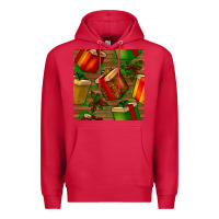 Cardinal christmas gift box seamless pattern Premium Hoodie - BundleAndBundleShop