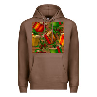 Chestnut christmas gift box seamless pattern Premium Hoodie - BundleAndBundleShop