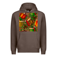 Coffee christmas gift box seamless pattern Premium Hoodie - BundleAndBundleShop