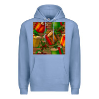 Colony Blue christmas gift box seamless pattern Premium Hoodie - BundleAndBundleShop
