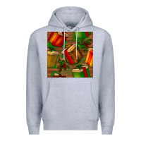 Heather Grey christmas gift box seamless pattern Premium Hoodie - BundleAndBundleShop