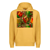 Mustard christmas gift box seamless pattern Premium Hoodie - BundleAndBundleShop