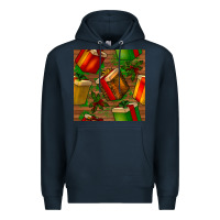Navy christmas gift box seamless pattern Premium Hoodie - BundleAndBundleShop