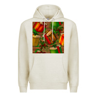Oatmeal Heather christmas gift box seamless pattern Premium Hoodie - BundleAndBundleShop