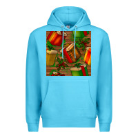 Ocean Blue christmas gift box seamless pattern Premium Hoodie - BundleAndBundleShop