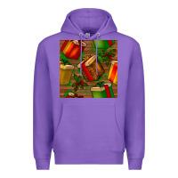 Purple christmas gift box seamless pattern Premium Hoodie - BundleAndBundleShop