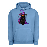Pigment Pebble Blue black witch cat Urban Hoodie - BundleAndBundleShop
