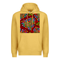 Antique Gold christmas lights and leopard hearts seamless pattern Premium Hoodie - BundleAndBundleShop