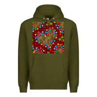 Army Green christmas lights and leopard hearts seamless pattern Premium Hoodie - BundleAndBundleShop