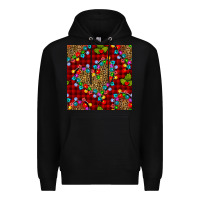 Black christmas lights and leopard hearts seamless pattern Premium Hoodie - BundleAndBundleShop