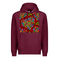 Burgundy christmas lights and leopard hearts seamless pattern Premium Hoodie - BundleAndBundleShop