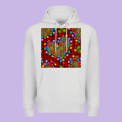 Christmas Lights And Leopard Hearts Seamless Pattern Premium Hoodie Designed By Bundleandbundleshop
