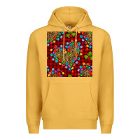 Mustard christmas lights and leopard hearts seamless pattern Premium Hoodie - BundleAndBundleShop