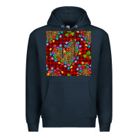 Navy christmas lights and leopard hearts seamless pattern Premium Hoodie - BundleAndBundleShop
