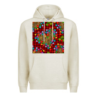 Oatmeal Heather christmas lights and leopard hearts seamless pattern Premium Hoodie - BundleAndBundleShop