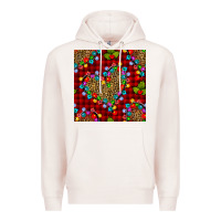 Pale Pink christmas lights and leopard hearts seamless pattern Premium Hoodie - BundleAndBundleShop