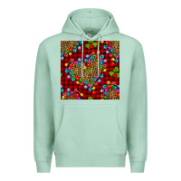 Seafoam christmas lights and leopard hearts seamless pattern Premium Hoodie - BundleAndBundleShop
