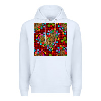 White christmas lights and leopard hearts seamless pattern Premium Hoodie - BundleAndBundleShop