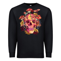 Black Floral skeleton with mushrooms Premium Sweatshirt - RanaPortraitStore