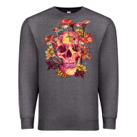 Charcoal Heather Floral skeleton with mushrooms Premium Sweatshirt - RanaPortraitStore