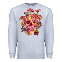Heather Grey Floral skeleton with mushrooms Premium Sweatshirt - RanaPortraitStore